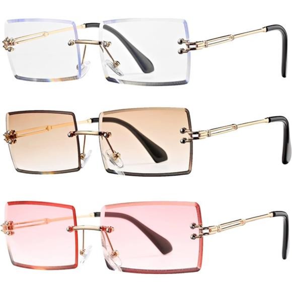 Rectangle Sunglasses for Men/Women Small Rimless Square Shade Eyewear Cute main image 6